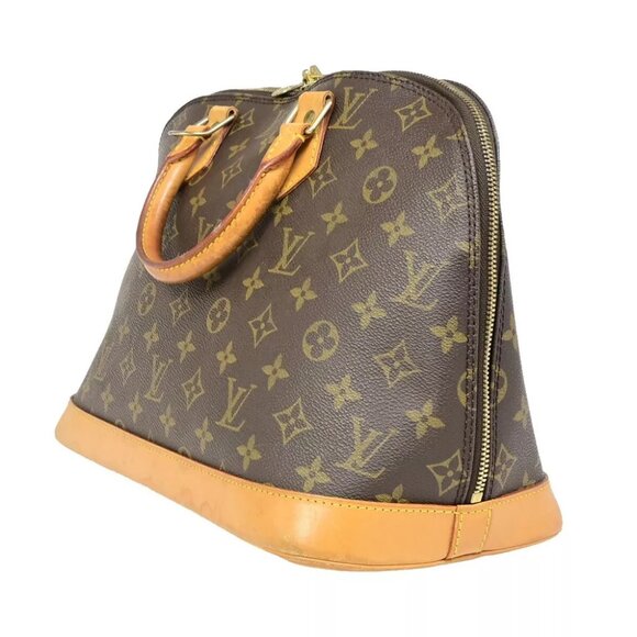 LOUIS VUITTON LV Logo Alma Hand Bag Monogram Leather Brown France - Picture 4 of 14